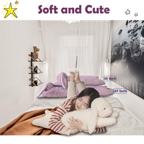 Hofun4U rabbit plush pillow white 35-inch for kids' comfort.
