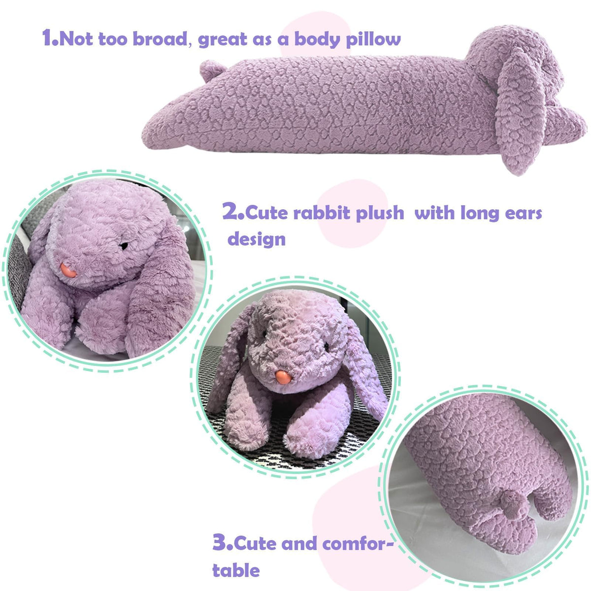 Closeup of Hofun4U rabbit plush fabric highlighting velvety texture