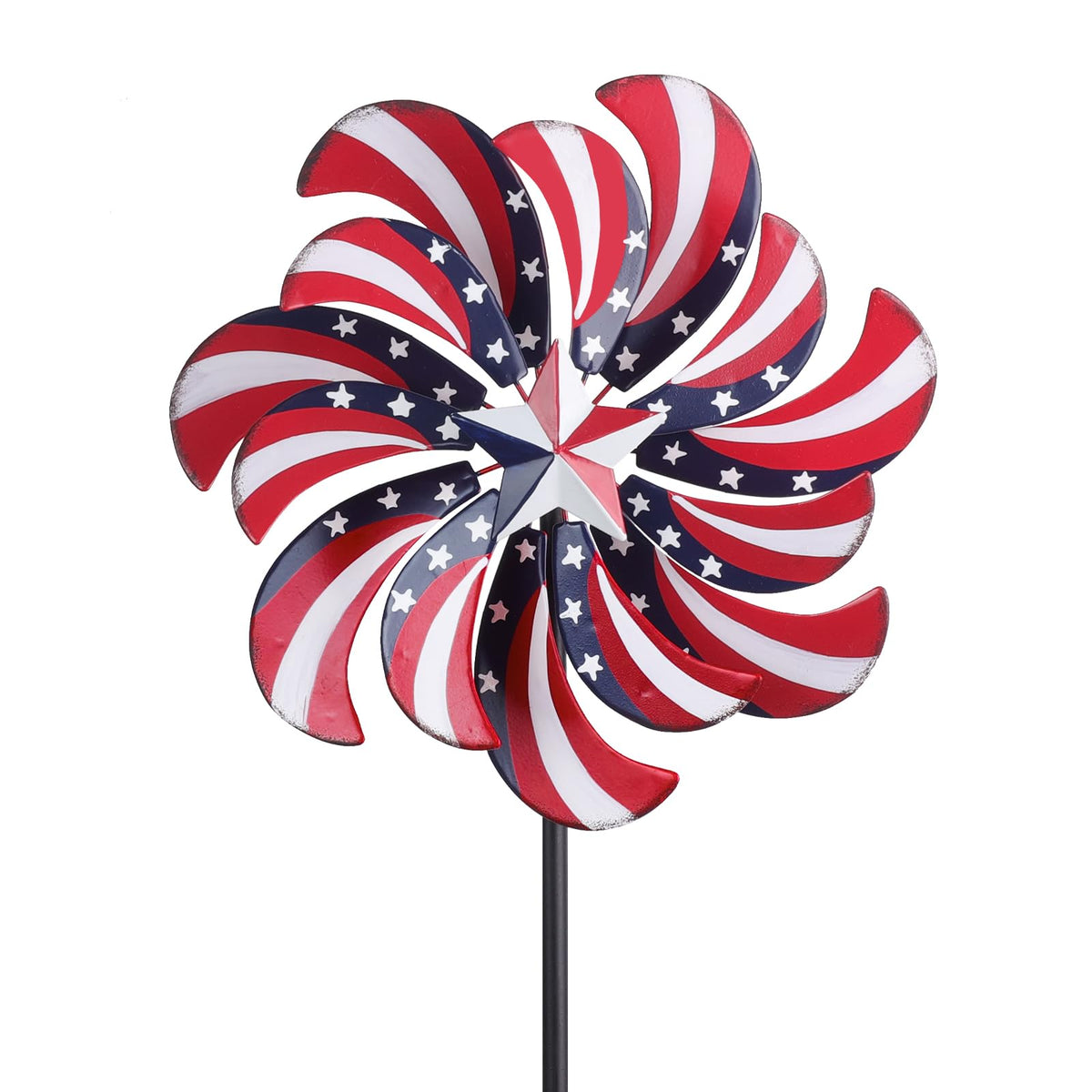 Hogardeck Fourth of July wind spinner outdoors adds festive color and motion to your yard