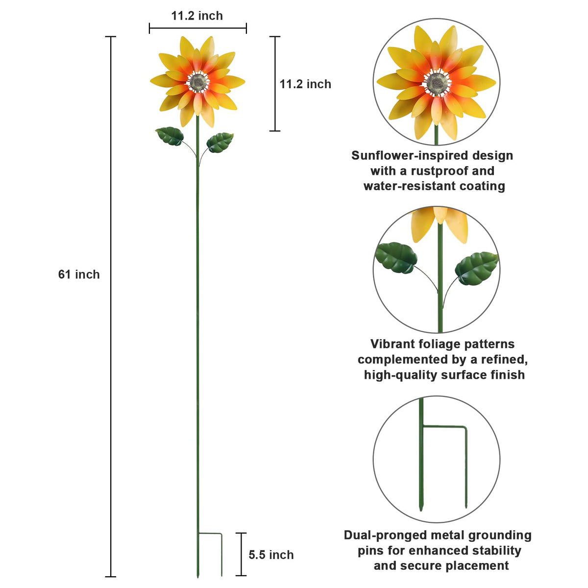 hogardeck kinetic sunflower wind art shows 360-degree rotation