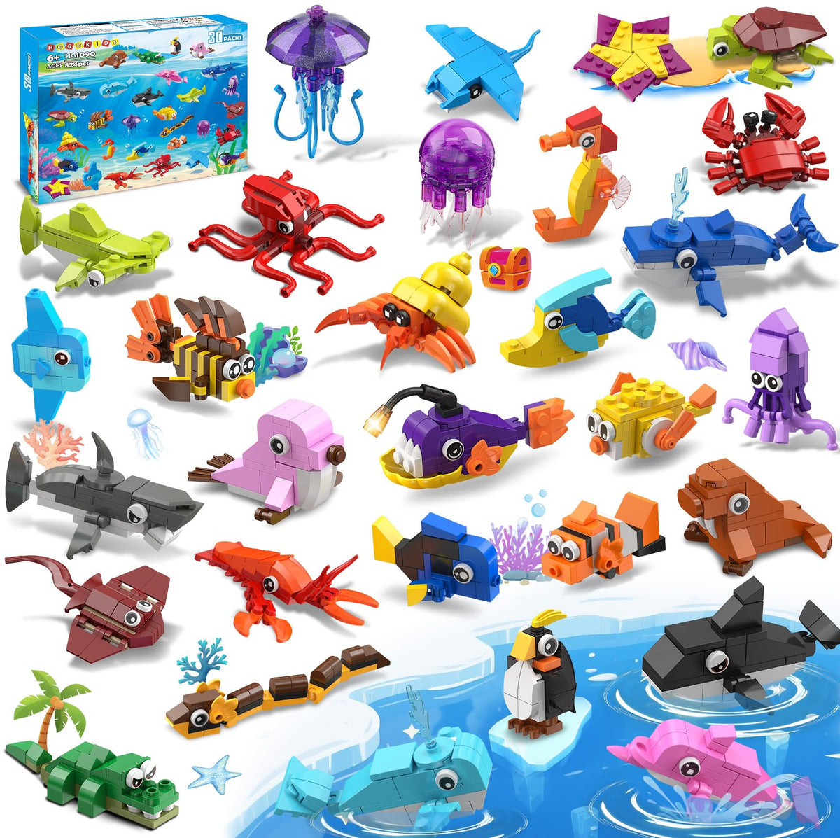 HOGOKIDS dolphin building blocks for creative play and fine motor skills