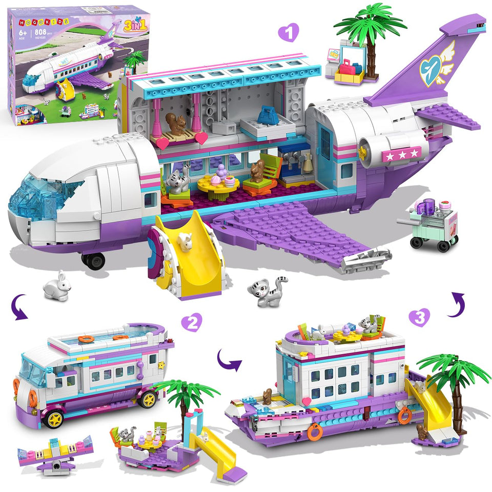 HOGOKIDS 3-in-1 Friends airplane model with security checkpoint sparks imaginative airport role-play