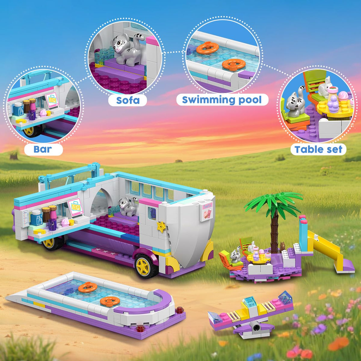 HOGOKIDS 3-in-1 Friends airplane scene with luggage rack and swing invites tiny stories