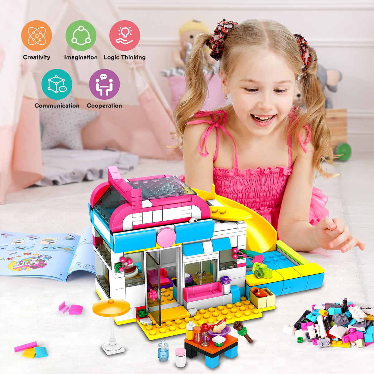 HOGOKIDS camper-van opening-doors scene encourages exploration of small-world adventures.