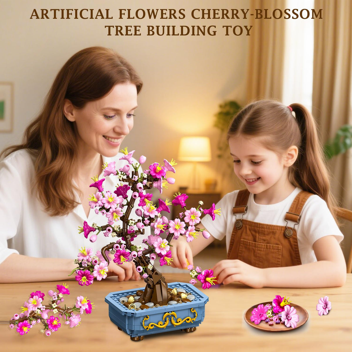 HOGOKIDS Cherry-Blossom Bonsai three-tree display perfect for bright home accents.