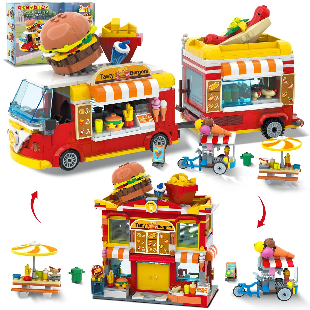 HOGOKIDS City Burger truck front view for imaginative play.