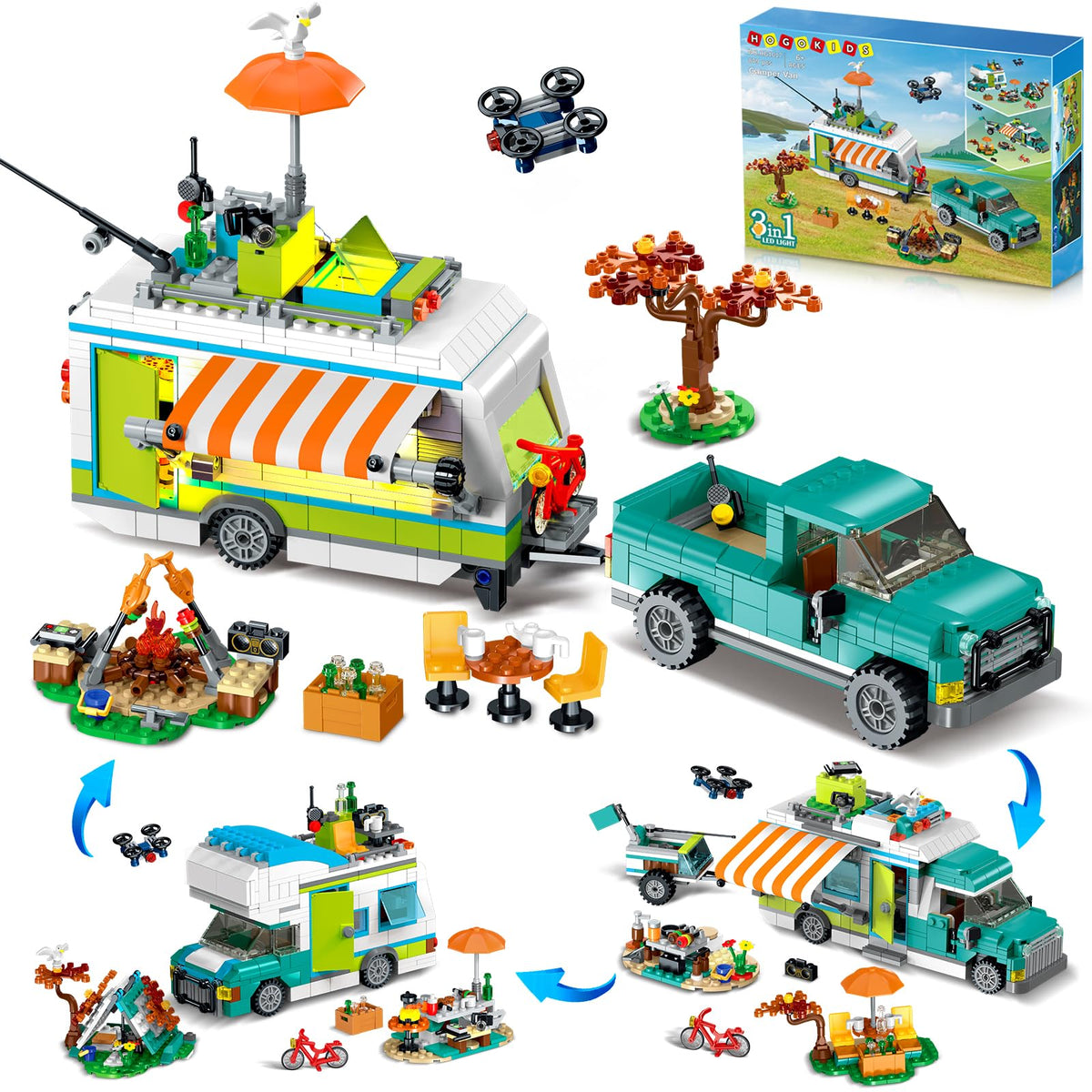 HOGOKIDS City Camper Van LED light creates a cozy evening play setting