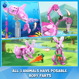 HOGOKIDS Easter Bunny 3-in-1 pink dolphin with tail movement for dynamic scenes.