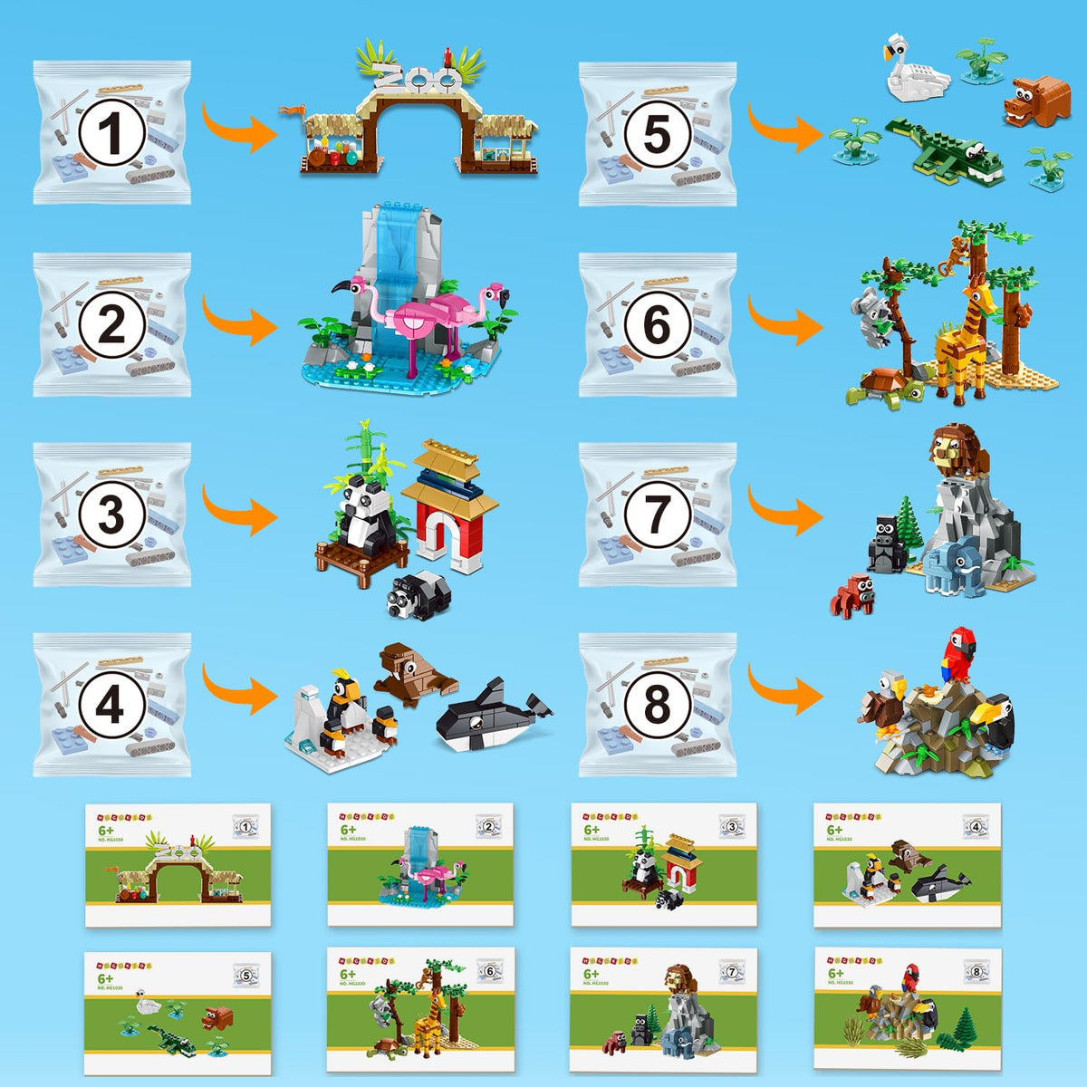 HOGOKIDS Elephant and giraffe scene – tall animals spark expansive imaginative play.