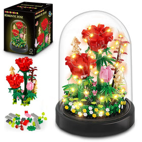HOGOKIDS red rose bouquet with LED cover for elegant shelf display.