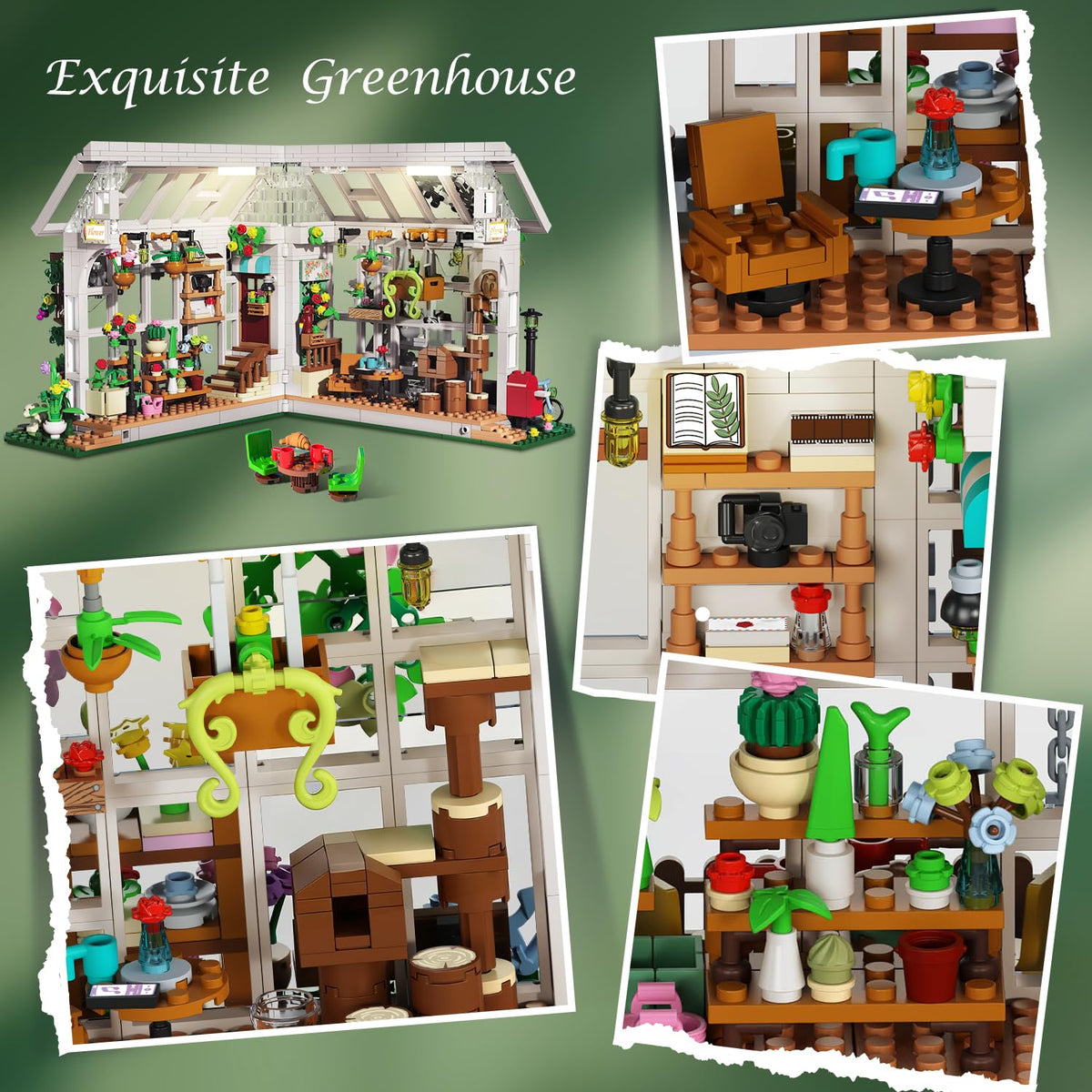 HOGOKIDS Flower House Building Set with lush potted plants and floral accents.
