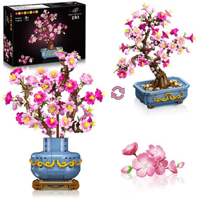 HOGOKIDS Flowers Cherry-Blossom Bonsai kit two styles on desk for versatile decor.