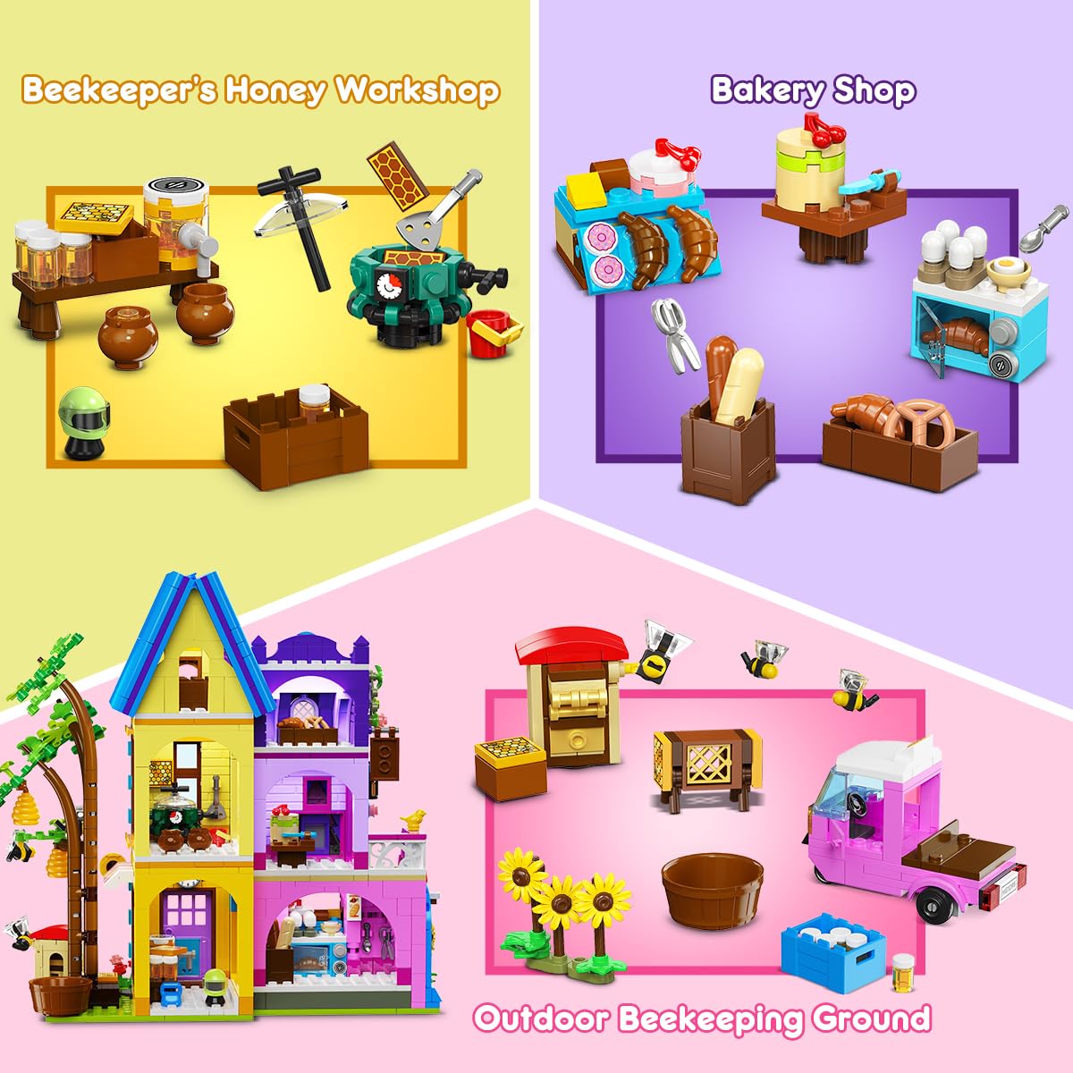 HOGOKIDS Friends House bottling station inspires beekeeping-themed storytelling and fine motor play.