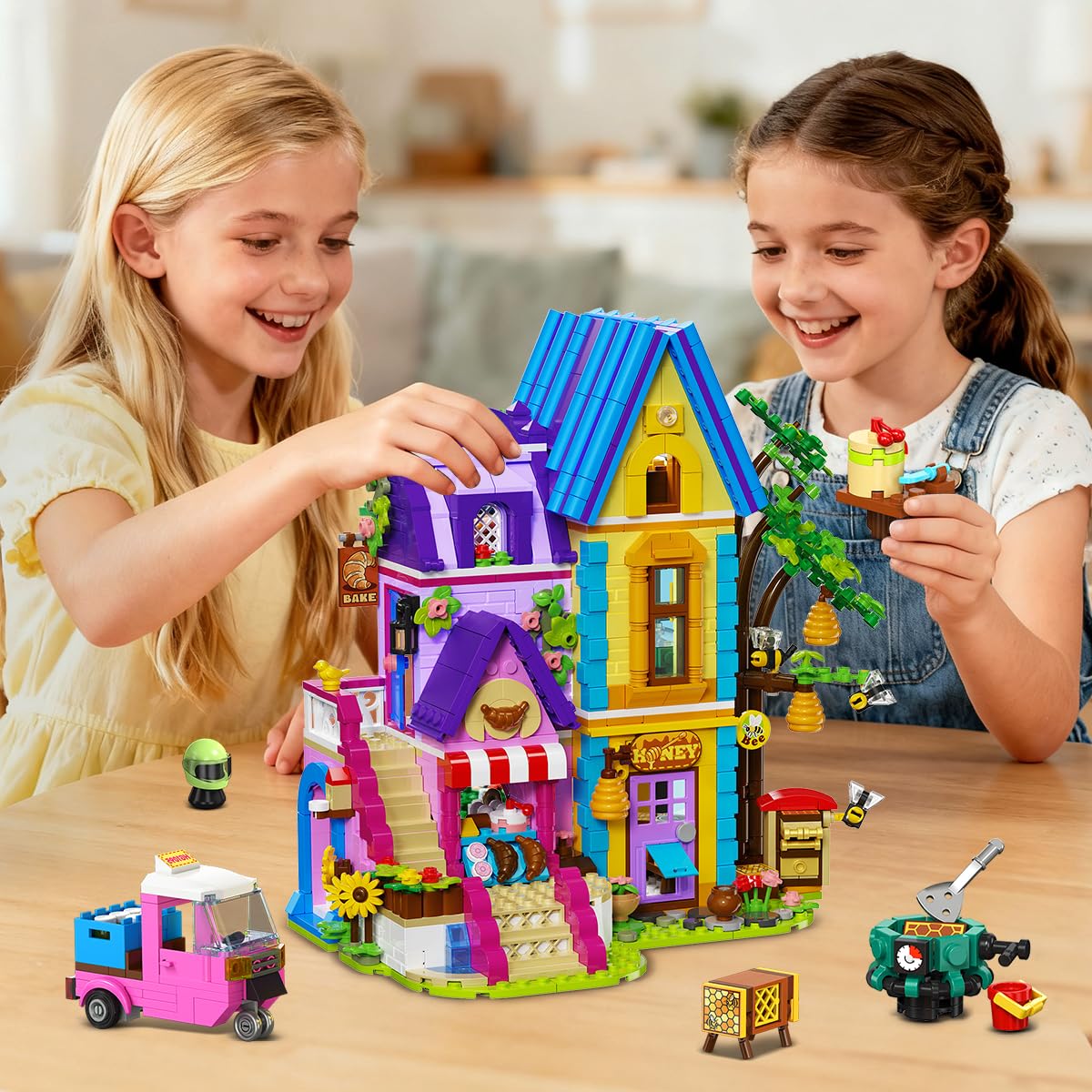 HOGOKIDS Friends House LED inside glow adds magical ambience during pretend evenings.