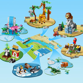 HOGOKIDS Lion enclosure scene – dramatic storytelling with majestic big-cat figures.