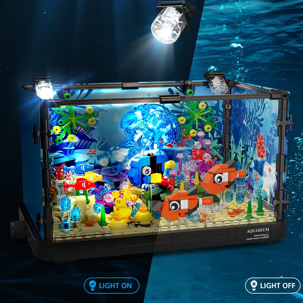 HOGOKIDS movable jellyfish and fish highlight interactive motion in the aquarium.