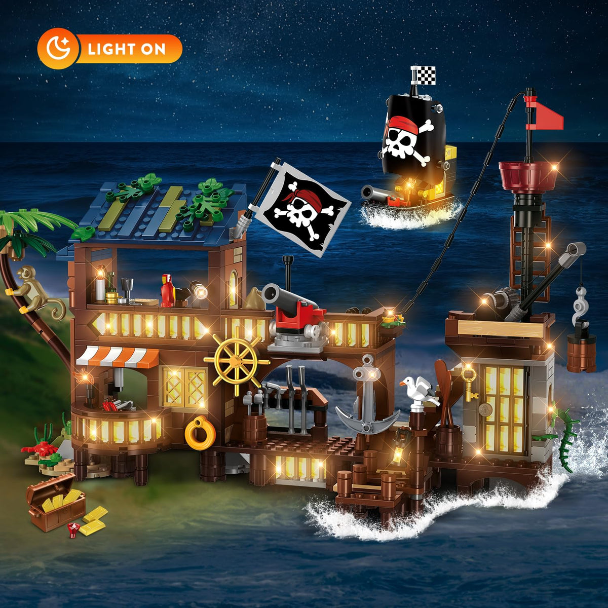 HOGOKIDS 781-piece bricks kit supports detailed ship construction.