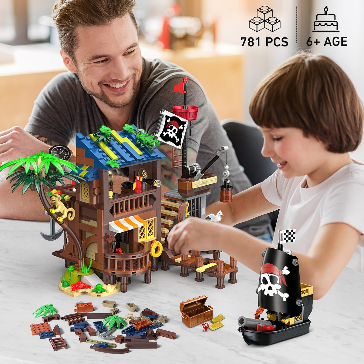 HOGOKIDS pirate ship house shows three transformable styles for versatile building.
