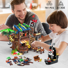 HOGOKIDS pirate ship house shows three transformable styles for versatile building.