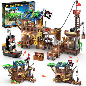 HOGOKIDS pirate ship house with LED light enhances nighttime play.