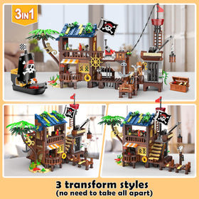 HOGOKIDS pirate wharf supply center bricks expand building play.