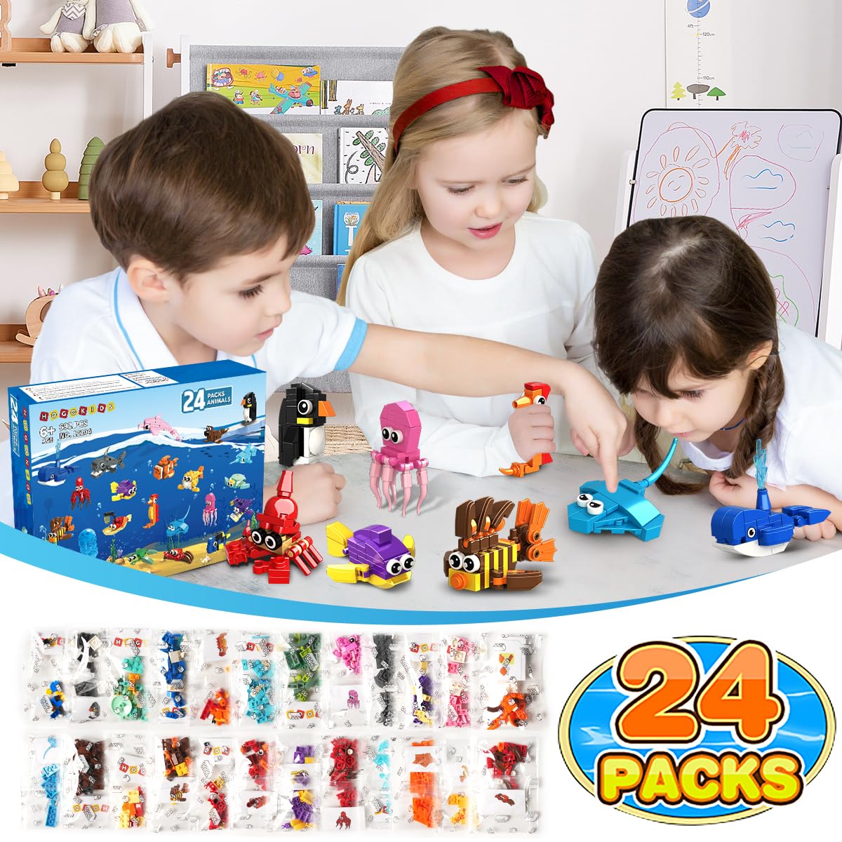 HOGOKIDS seahorse mini blocks for color and shape learning