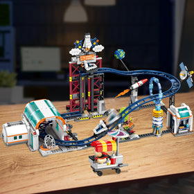 HOGOKIDS Space Roller Coaster ABS bricks, durable building for lasting play.