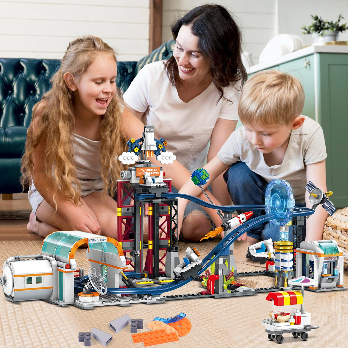 HOGOKIDS Space Roller Coaster earth and satellites scene, inspiring exploration and storytelling.