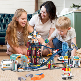 HOGOKIDS Space Roller Coaster earth and satellites scene, inspiring exploration and storytelling.