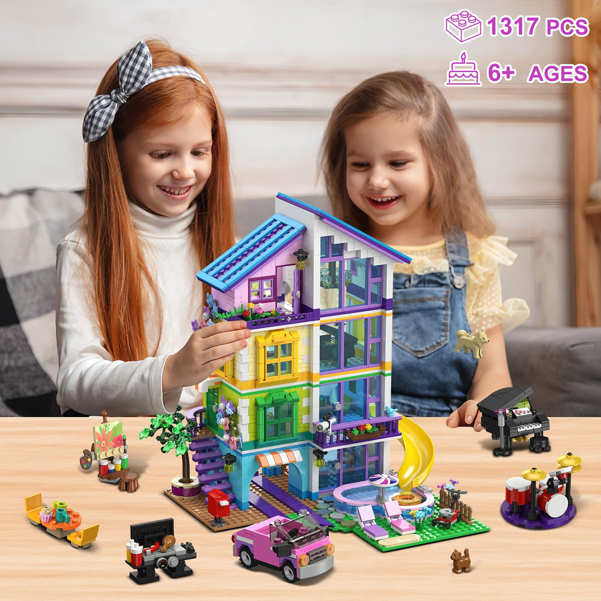 HOGOKIDS third-floor music room with piano and drums for rhythmic play.