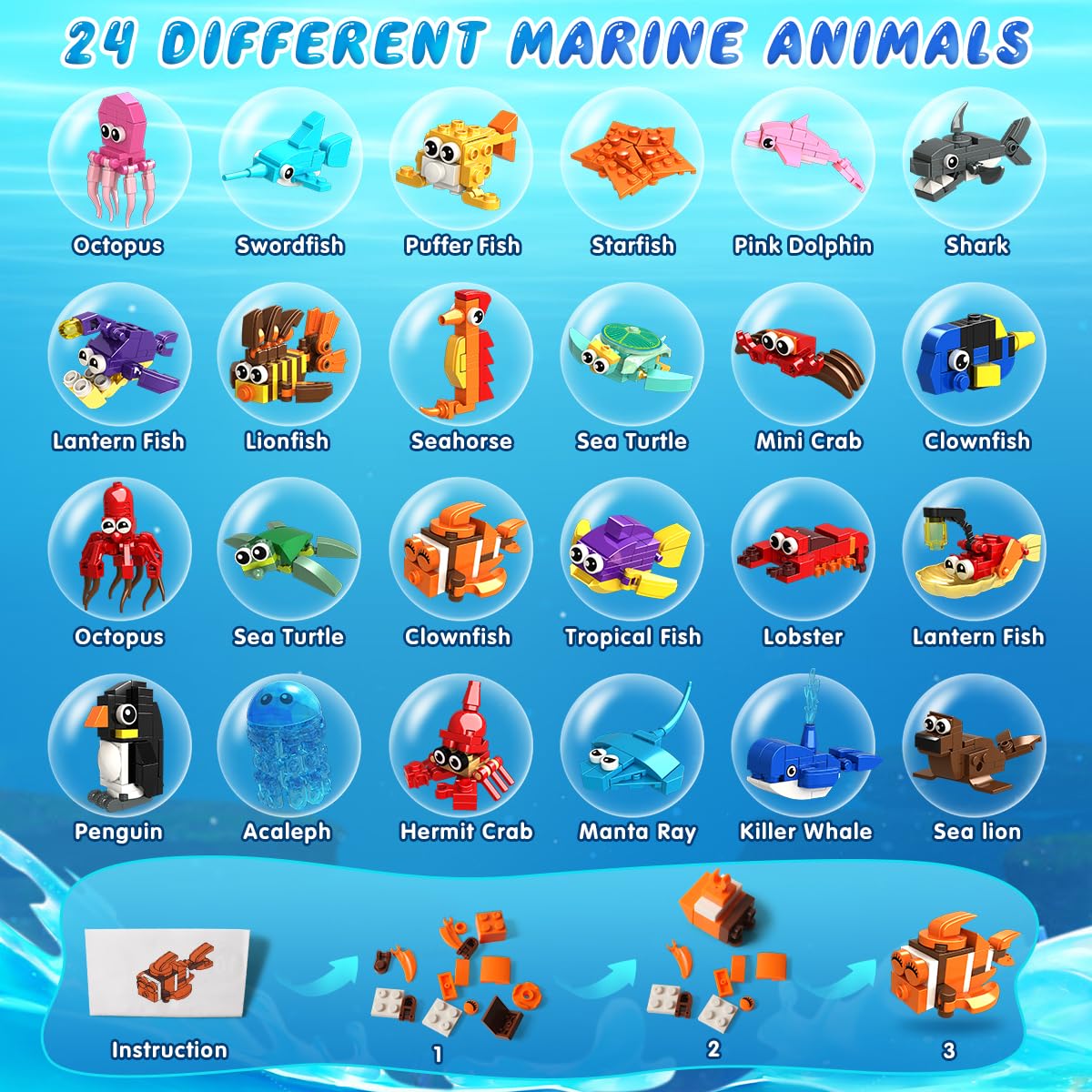 HOGOKIDS whale mini blocks for ocean party prizes