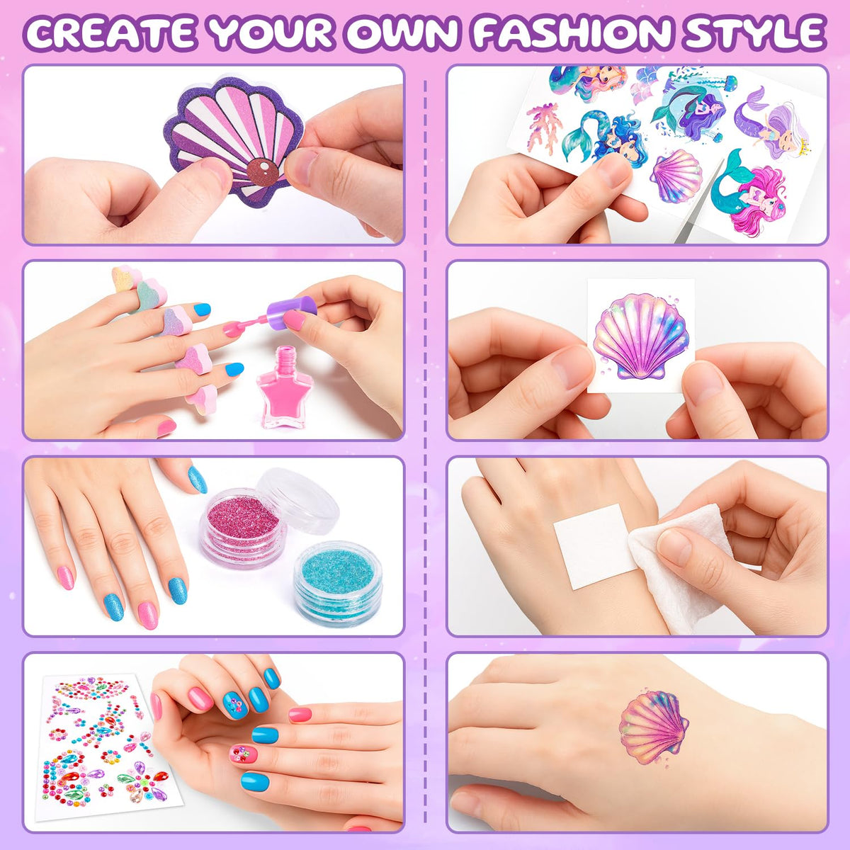 Hohosunlar glitter eyeshadows add sparkle during pretend makeup.