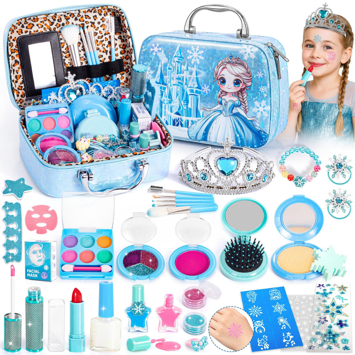 Hohosunlar kids makeup set cosmetic bag for organized dress-up play.