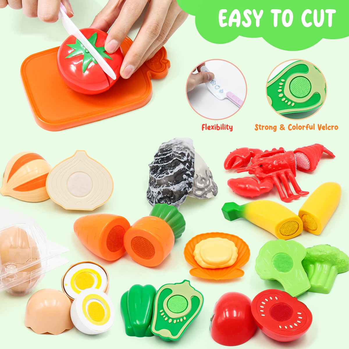 Hohosunlar knife and cutting board enable safe pretend food prep