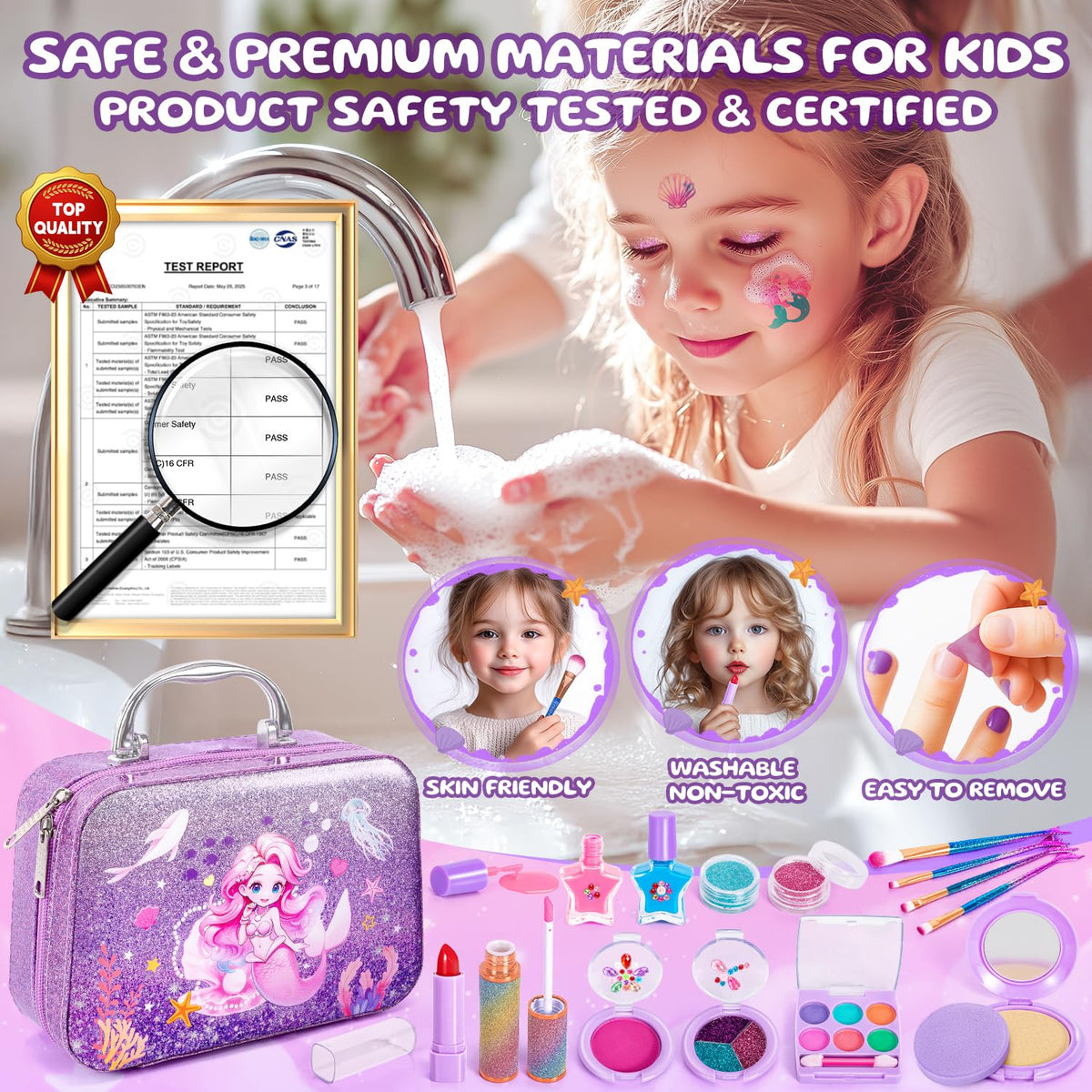 Hohosunlar mermaid-tail brushes for kid-friendly application.