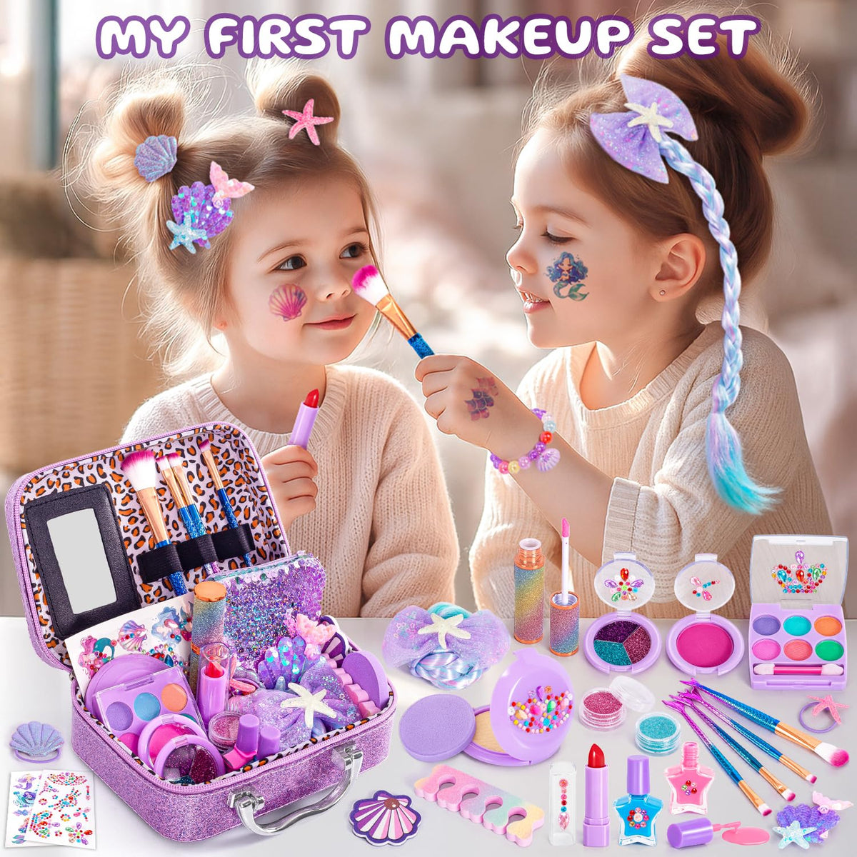 Hohosunlar pressed powder colors provide gentle, washable makeup play.