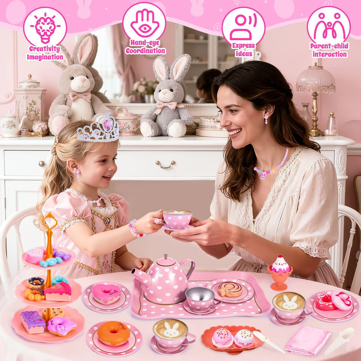 Hohosunlar 3-tier cake stand displaying pretend treats