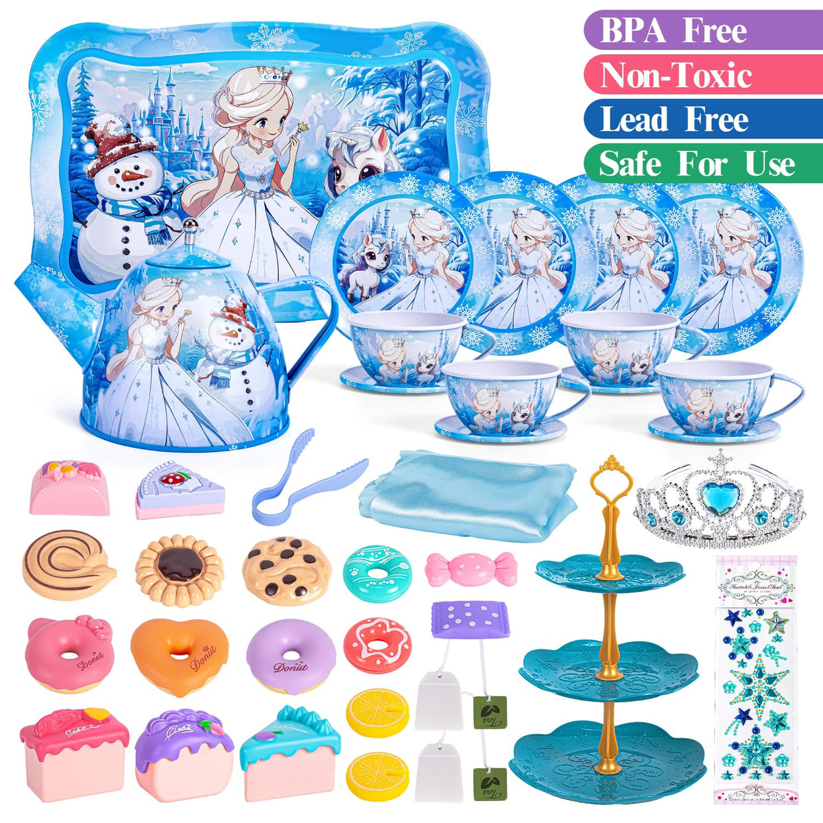 Hohosunlar tin plates and saucers complete pretend tea service