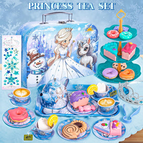 Hohosunlar tin tea cups and saucers for cozy pretend gatherings