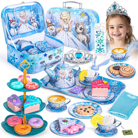 Hohosunlar princess tin teapot for imaginative tea party play