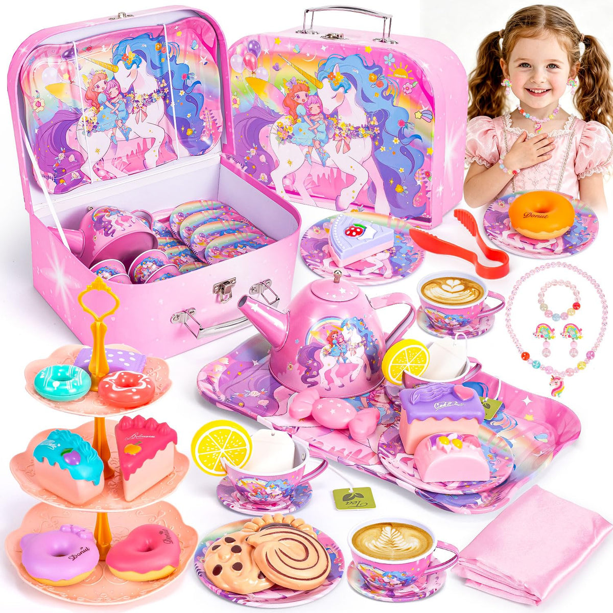 Hohosunlar Unicorn tea pot with lid for imaginative play
