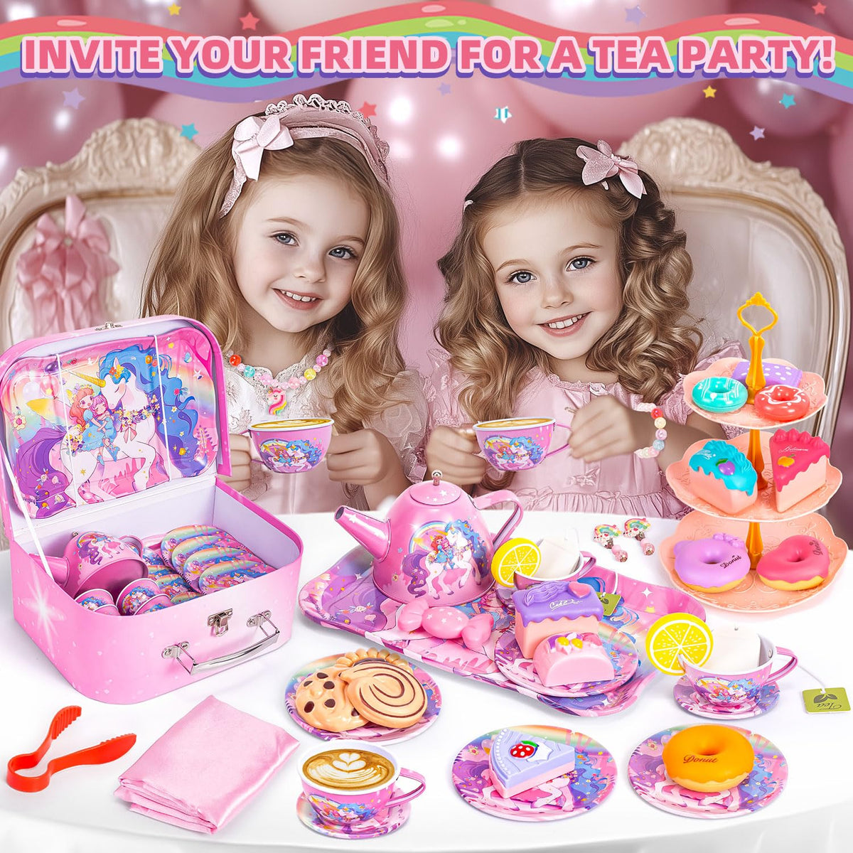 Hohosunlar Unicorn teacups and plates set for little hosts to share