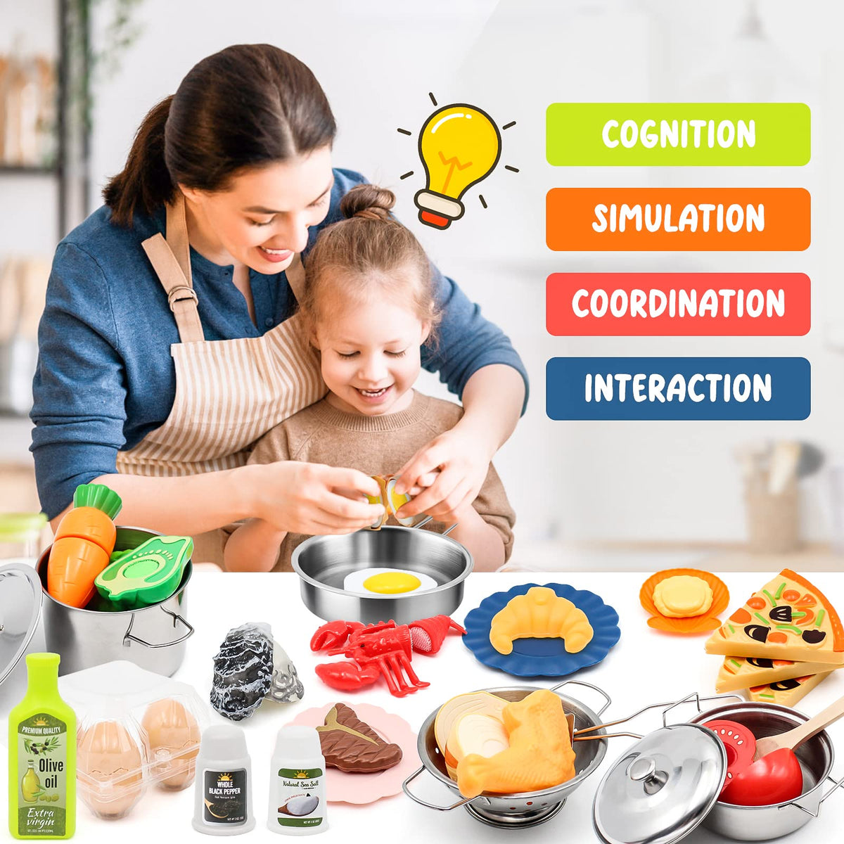Hohosunlar wooden utensils for realistic stirring and serving during play