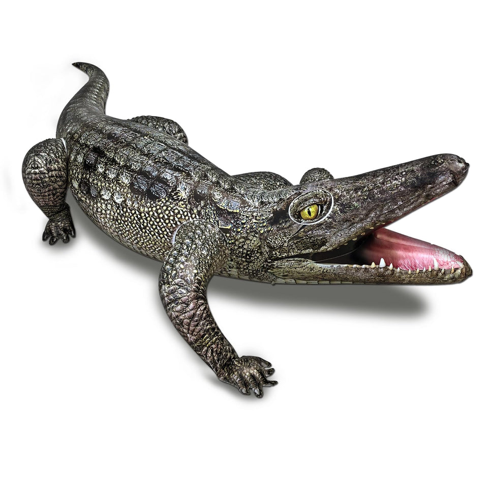 HOHQB 47-inch inflatable alligator pool toy ready to float and entertain outdoor parties.