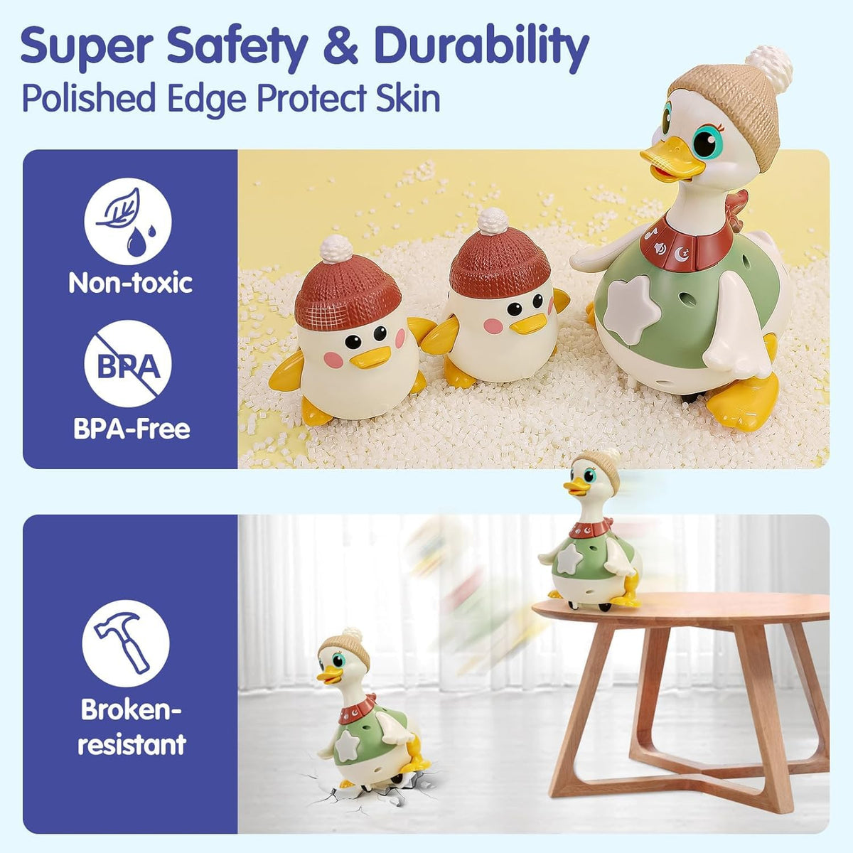 HOLA battery setup details for mama and baby duck are easy to follow