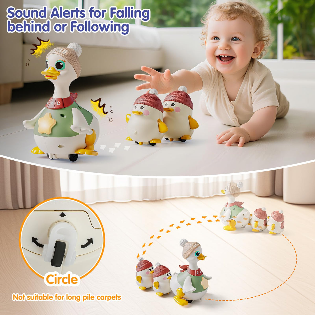 HOLA duck encourages crawling and reach during interactive play sessions