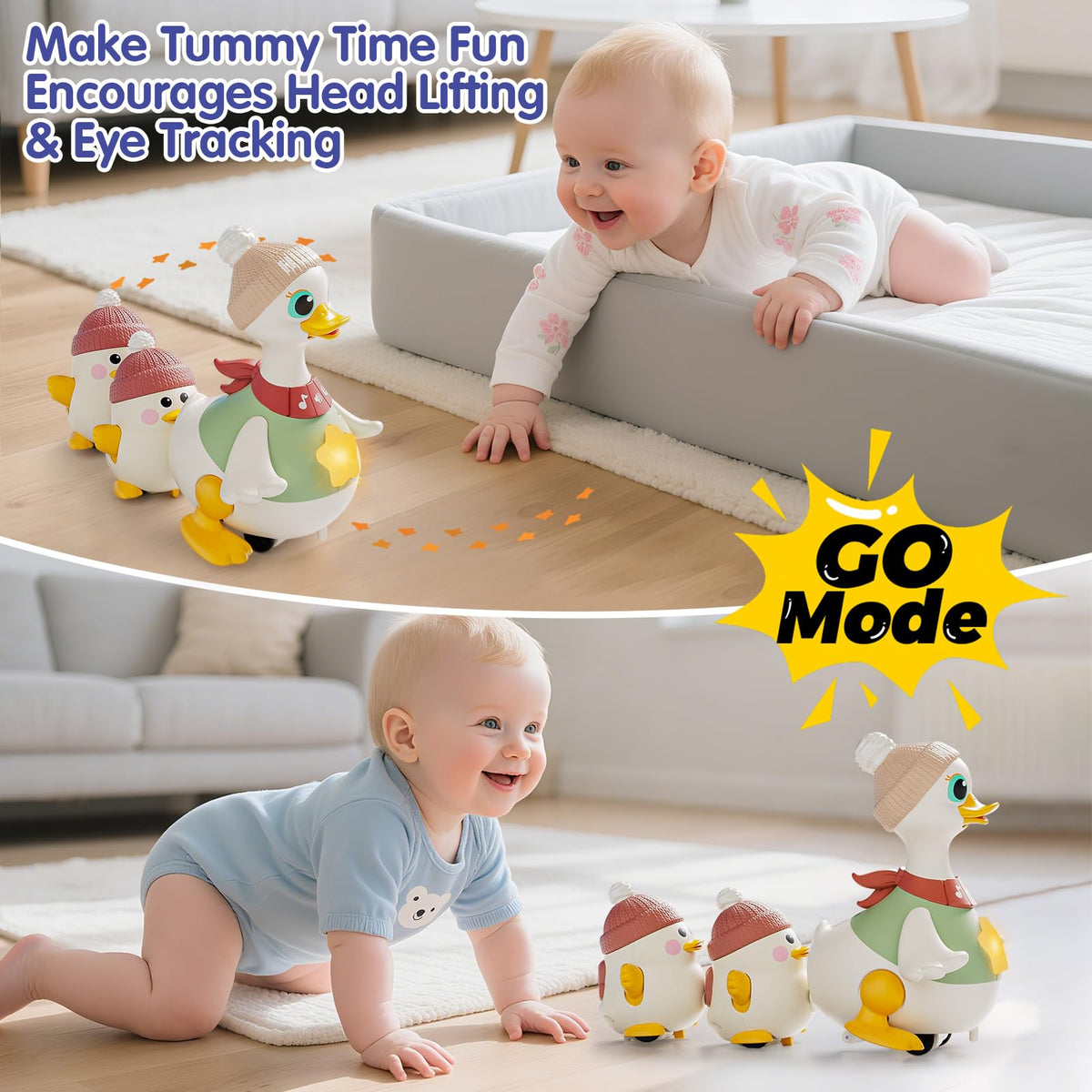 HOLA duck in stop mode offers interactive learning through gentle pauses