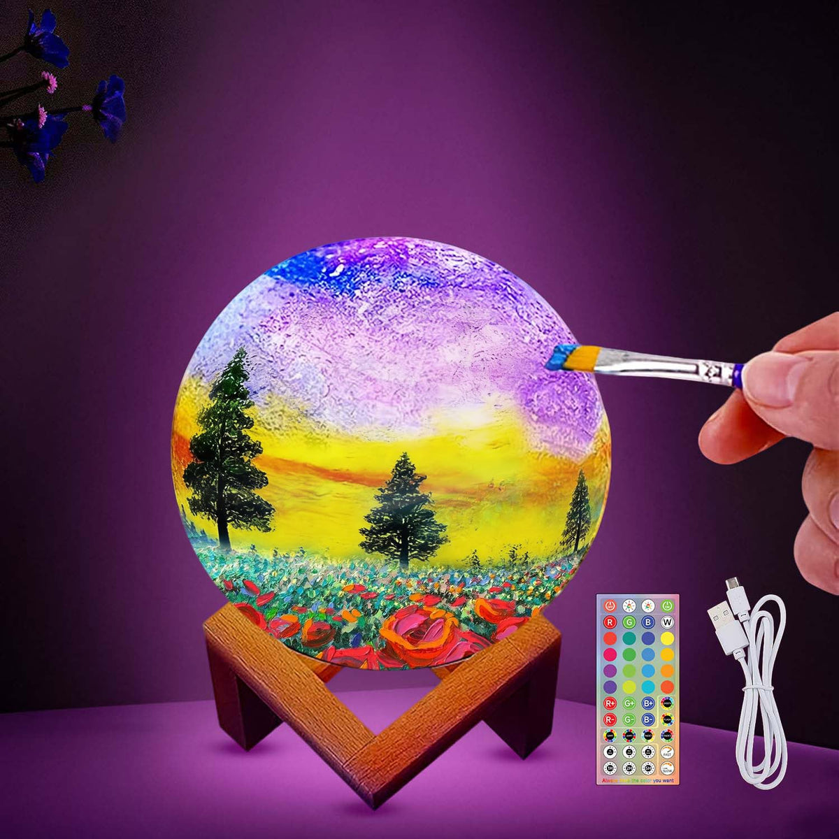 HOLA Moon Lamp Kit charging port with Type-C for easy recharging.