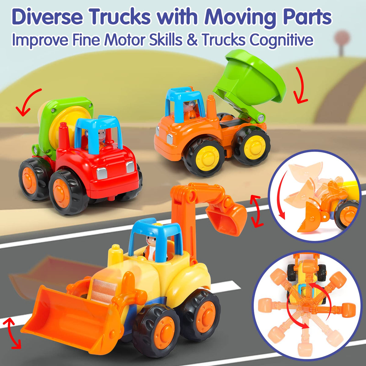Hola Toys cement mixer truck supports fine motor skills during interactive construction play.
