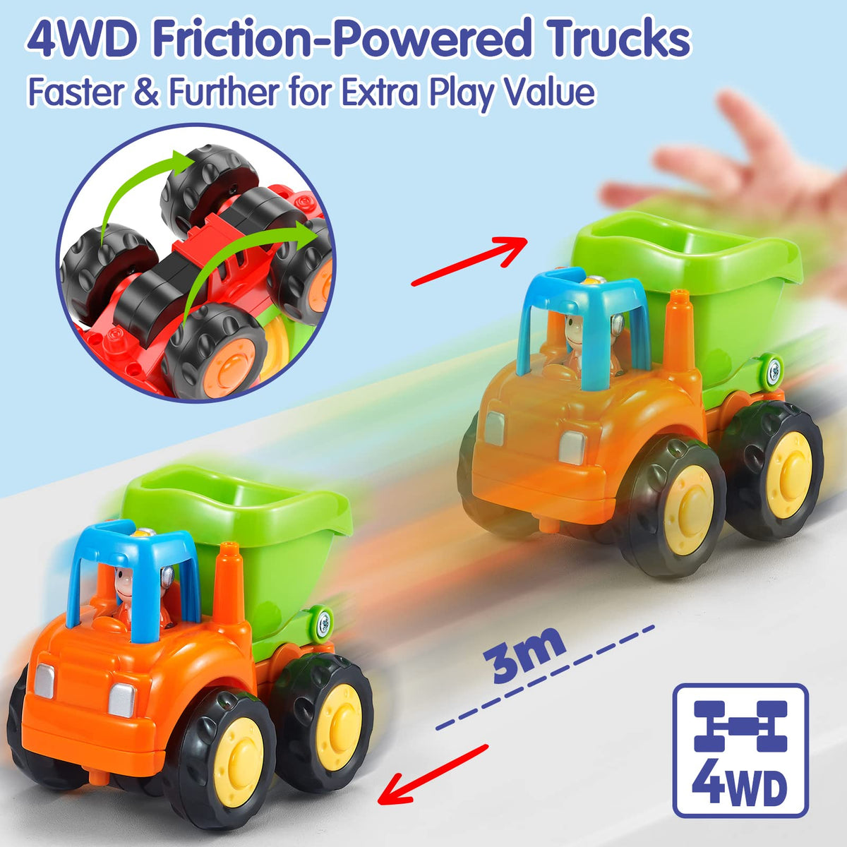 Hola Toys tractor truck promotes pretend farming scenarios and imaginative transport play.